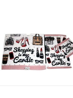 Kassafina Home "Shopping is My Cardio" Lux Goods Bath + Hand Towels, Wash…